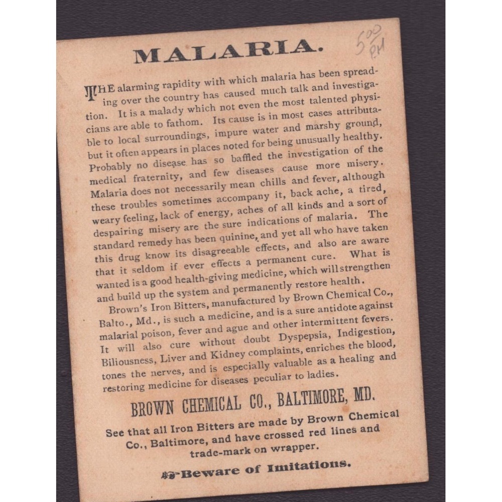 Antique Brown's Iron Bitters Victorian Trade Card Baltimore MD Patent Medicine - Picture 2 of 2